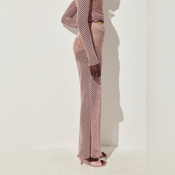 RACHEL COMEY Rhinestone Blush Pink Burdan Mesh Pants Size XS NWT - Picture 3 of 5